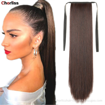 Wholesale Cheap Price 22 Inch Long Straight Natural Ponytail Hair Piece For Women Chorliss Synthetic Ponytail Hair Extension